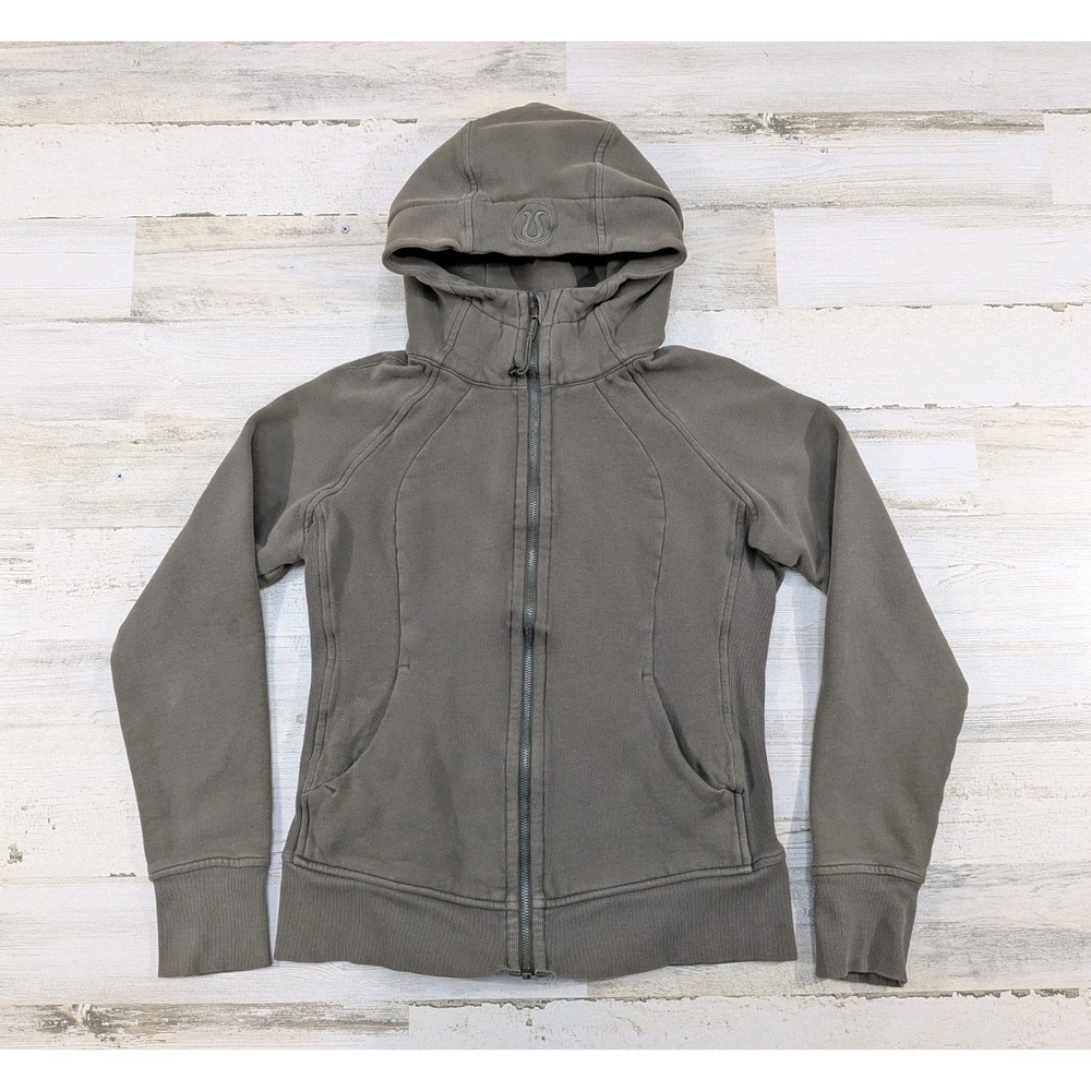 Lululemon Scuba Full Zip Hoodie Womens 8 Green LW4AWMS Raglan Sweatshirt